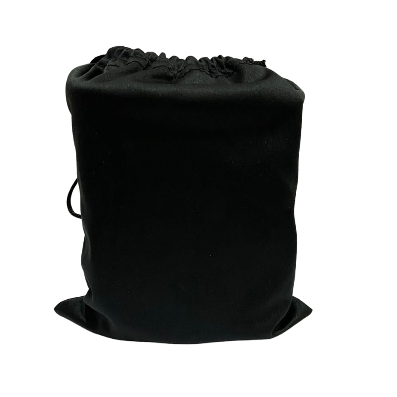 A full vinyl record cleaning kit black velvet carry pouch bag
