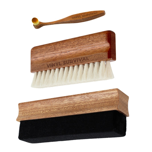 Vinyl Record Cleaning Brushes Anti-Static Soft Velvet, Goat Hair Bristle, and Stylus Brush