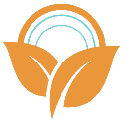 Logo with leaves and sunshine representing a naturae